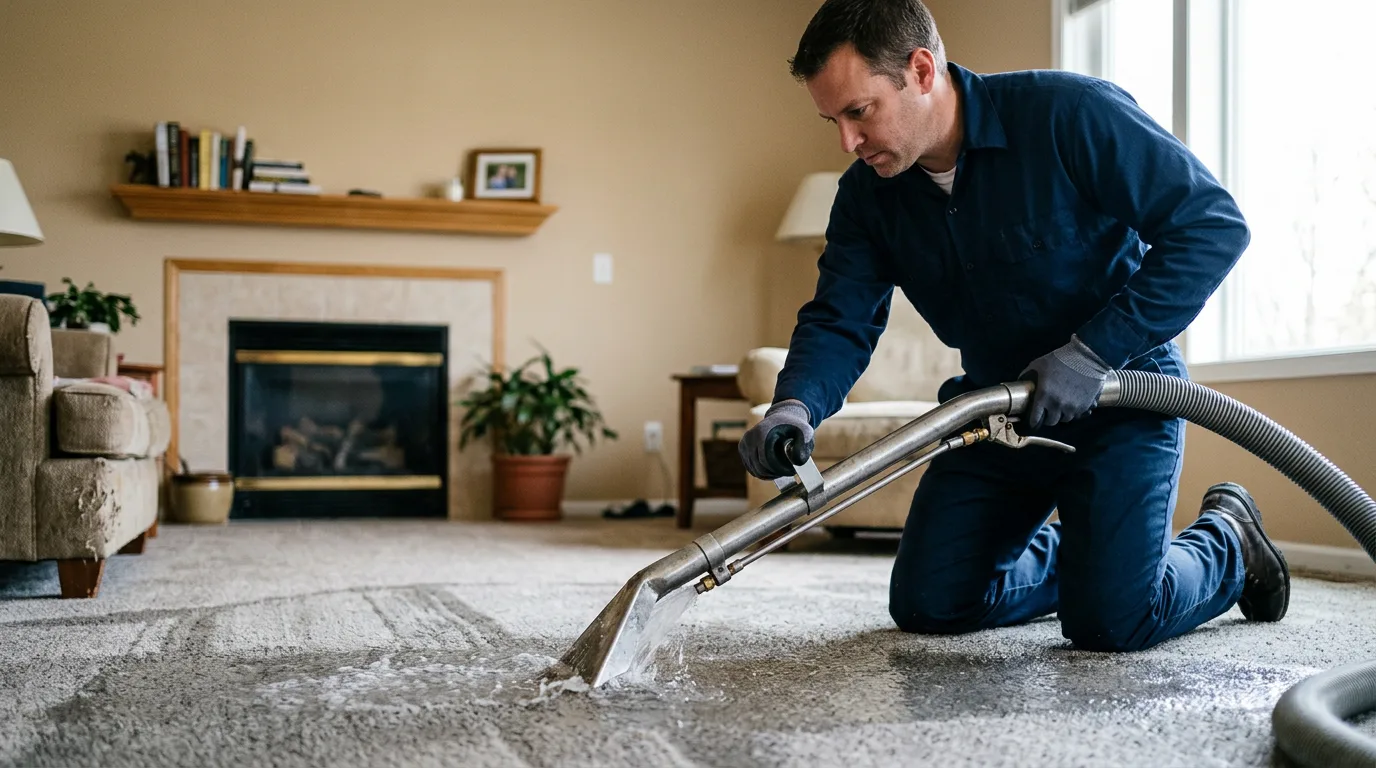 Water damage restoration technician working near Tennyson, TX